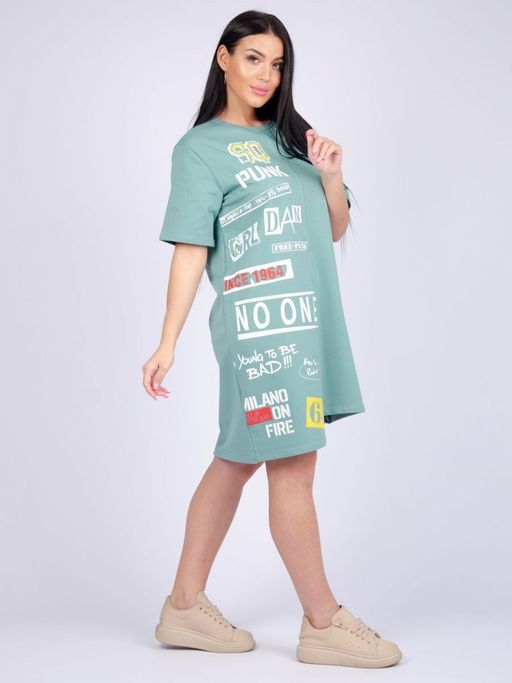 Платье "Фрида" эвкалипт, футер с лайкрой