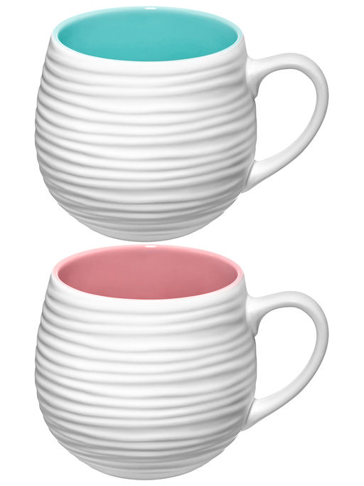 Набор кружек 2 пр. 480 мл 13,5*10,5*9,5 см Акварель, разноцветные, бочонок, рельефные, фарфор - Elan gallery фото 3
