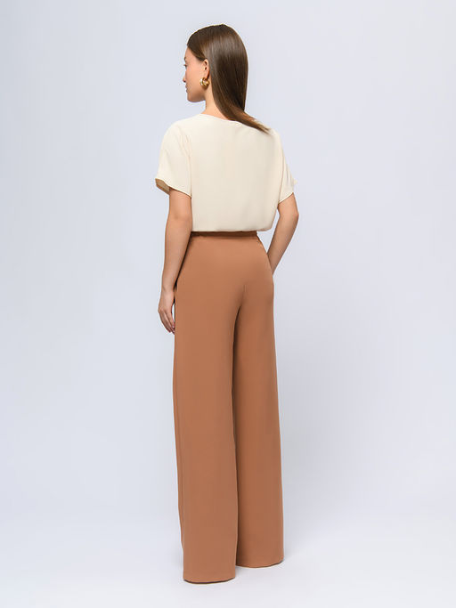 Брюки коричневого цвета широкие - 1001dress фото 3