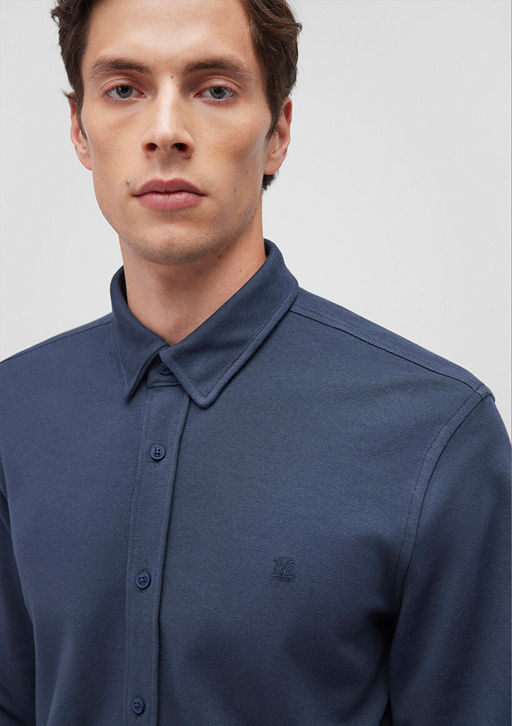 Lacivert Orme Gomlek - Mavi фото 5