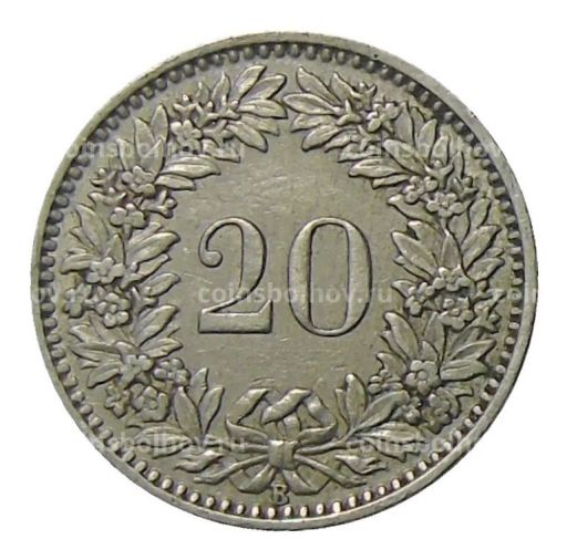 Монета 20 раппенов 1944 года Швейцария