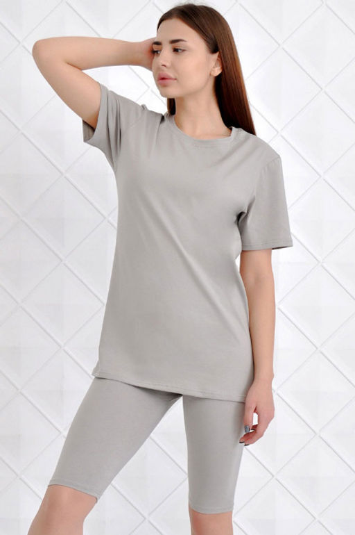 Арт. 5618 Костюм с бриджами 42-50 (5 шт) Цвет:верх-светло-серый, низ-светло-серый