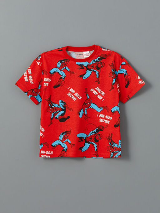 Bisiklet Yaka Spider-Man Bask?l? Erkek ?ocuk Ti??rt