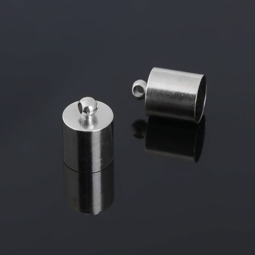 Концевик-шапочка, СМ-165, (набор 5 шт.), 1.2×0.8 см, d(вн.)=0.7 см, цвет серебро