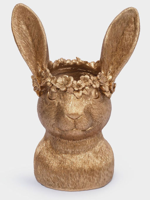Ваза декоративная, 31 см, полирезин, золотистая, Кролик в венке, Rabbit - Anna lafarg фото 9