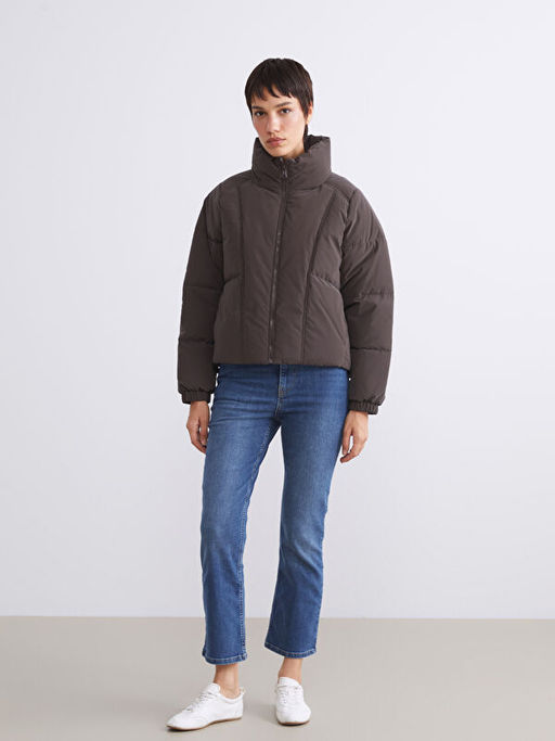 Dik Yaka Oversize Kad?n ?i?me Mont