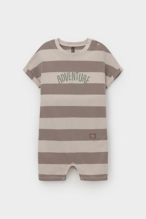 Crockid _ КР 6499/бежевый,коричневый,полоска к552 полукомбинезон (песочник) д/мал яс