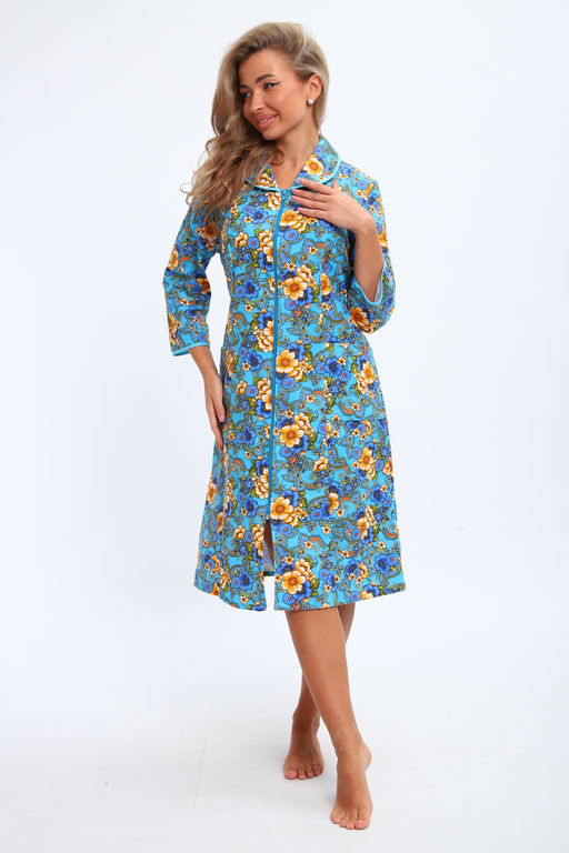 Халат женский из фланели Маша макси цветы