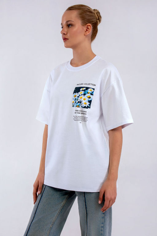 Арт. 31123 Футболка женская оверсайз 44-52 (5 шт) Цвет:белый - Калинка фото 15