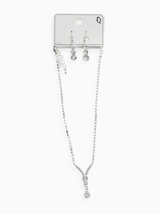 Набор 2 пред-а: серьги, колье "Вечерний шик" минимализм, цвет белый в серебре