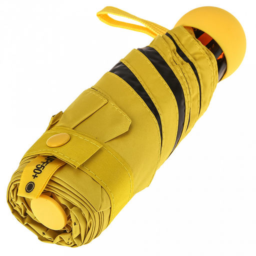 Зонт-мини механический Палитра UPF50+ ткань эпонж (полиэстер) + черное УФ-покрытие, 6 лучей, д/купола 90см, 5 сложений, 18см в сложенном виде, механизм против ветра, ручка с покрытием soft-touch, цвет желтый, 218гр (Китай) - Домашняя Мода фото 7