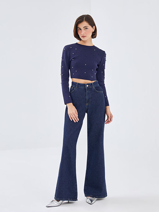 Bisiklet Yaka Crop Kad?n Triko Kazak