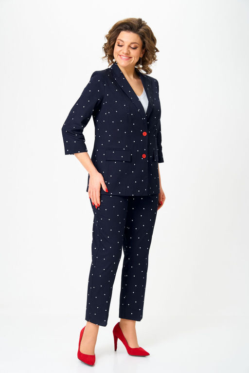 Костюм БелЭльСтиль 412/586 темно-синий, горох  фото 7
