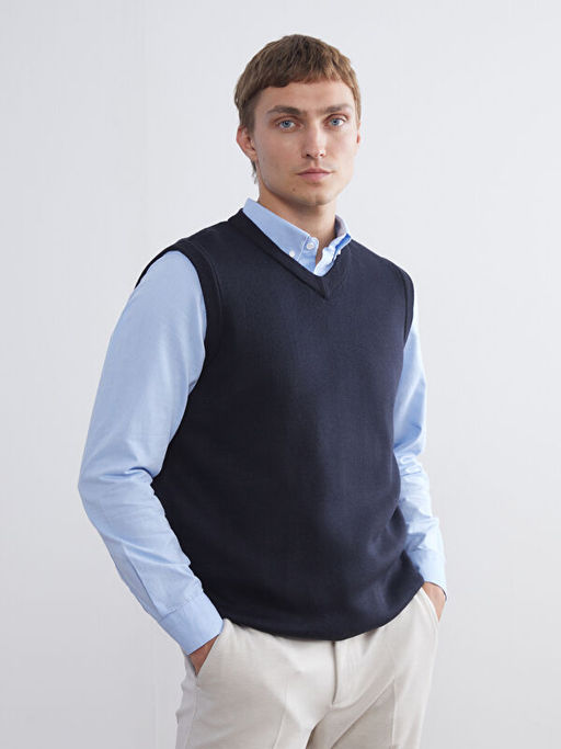 Standart Kal?p V Yaka Erkek Triko S?veter