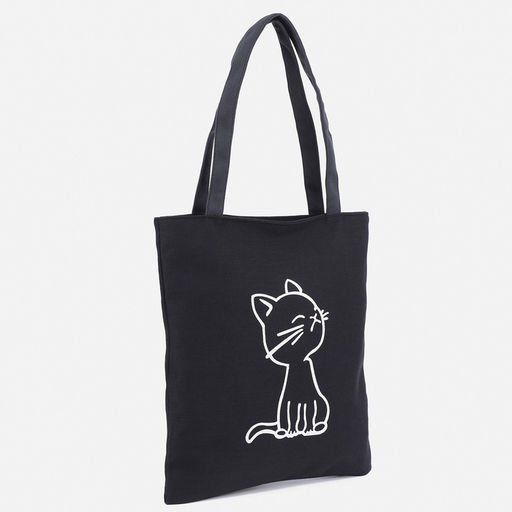 Сумка - шоппер, с подкладом, с принтом, 35×2×40 см, чёрная