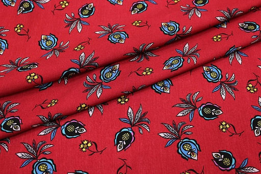 Штапель Ямина цв.красный, ш.1.45м, вискоза-100%, 100гр/м.кв - Купава фото 5