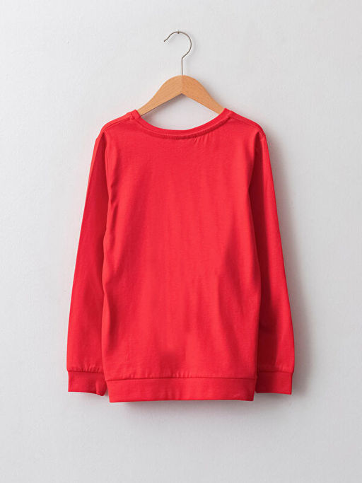 Bisiklet Yaka The Flash Bask?l? Uzun Kollu Pamuklu Erkek ?ocuk Ti??rt - Waikiki фото 2