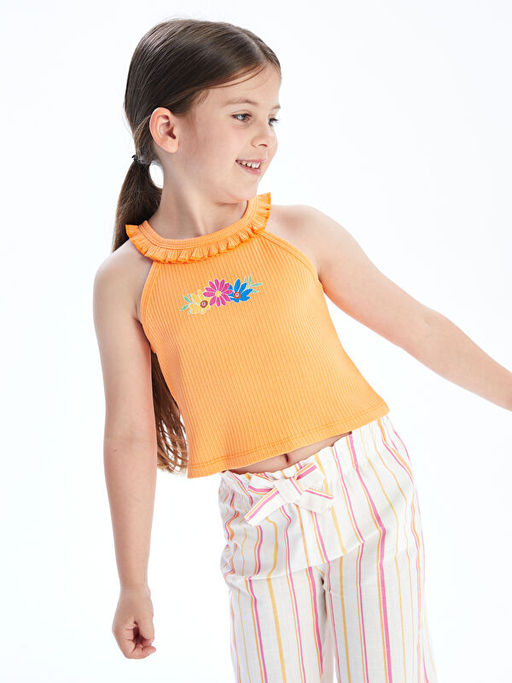 Halter Yaka Bask?l? K?z ?ocuk Atlet