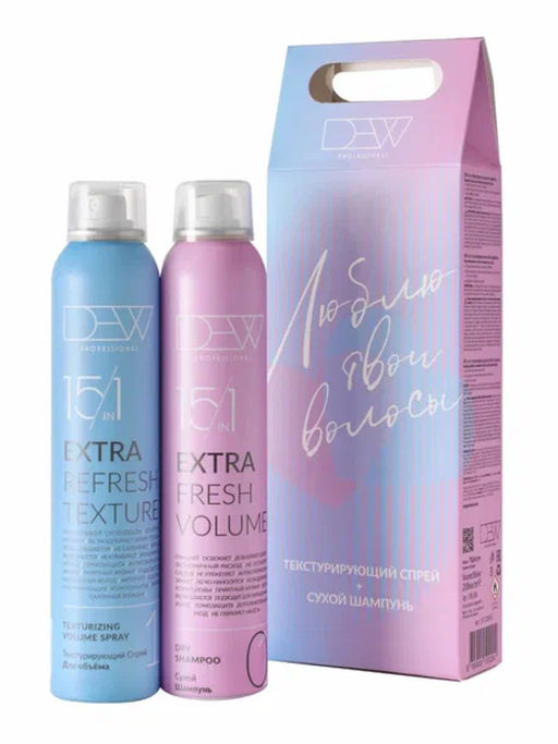 DEW Professional Набор для волос: Текстурирующий спрей + Сухой шампунь, 200 мл x 2