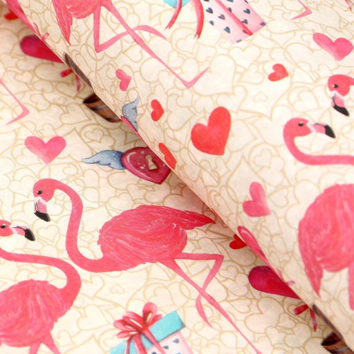 Бумага упаковочная крафт белый «Розовый фламинго», 50×70 см, набор 10 шт.