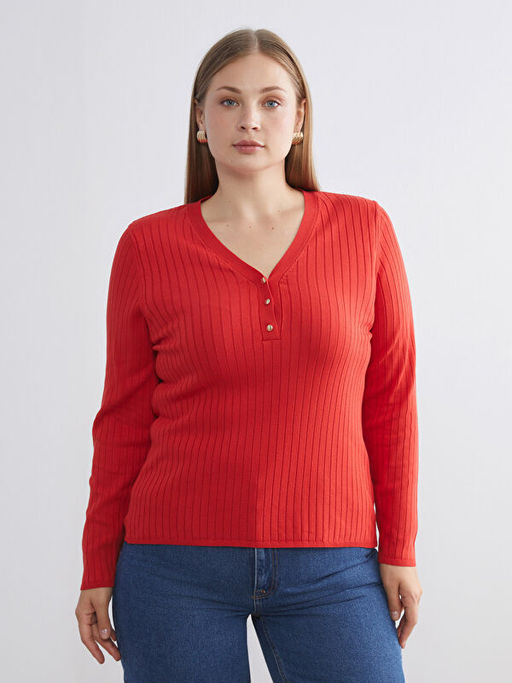 V Yaka Kad?n Triko Kazak