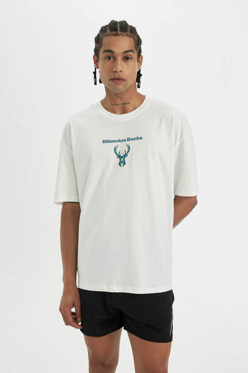 DeFactoFit Футболка оверсайз с круглым вырезом и короткими рукавами НБА Милуоки Бакс  фото 2
