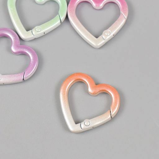 Цена за 4 шт. Карабин металл Сердце градиент МИКС 2,5х2,6 см - Арт узор фото 3