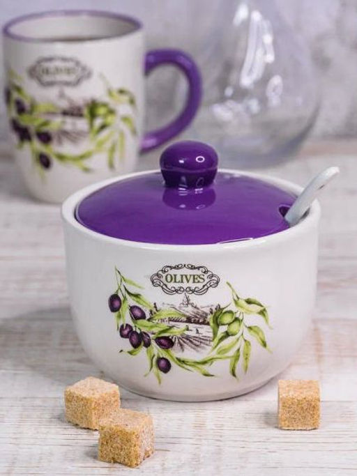 Сахарница ОЛИВКИ 520 мл с ложкой арт.MFK21039 /МФК/  фото 9
