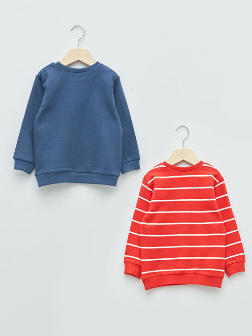 Bisiklet Yaka Bask?l? Uzun Kollu Erkek Bebek Sweatshirt 2li - Waikiki фото 2