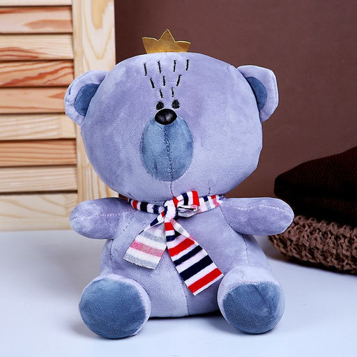 Мягкая игрушка «Мишка с короной», 18 см, цвет серый