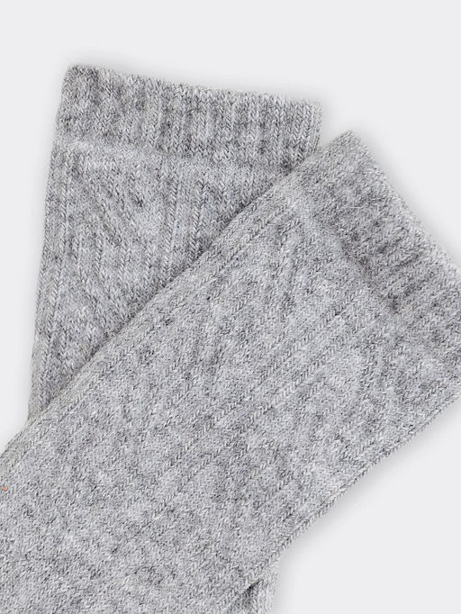 Цена за 5 пар! Теплые Носки детские в светло-сером цвете с ажурным рисунком - Mark formelle фото 4