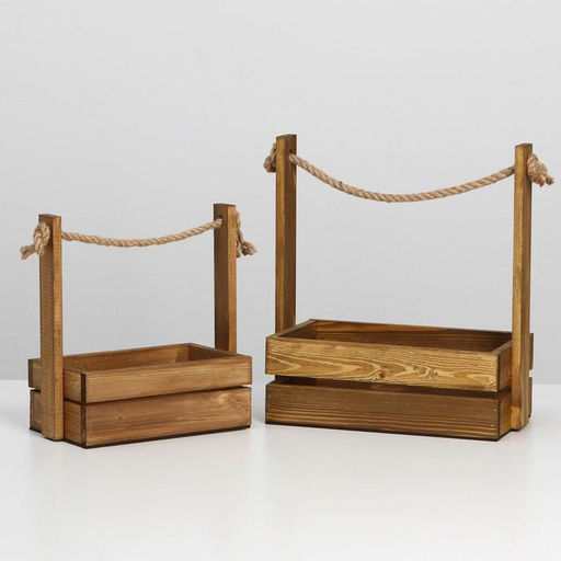 Набор кашпо 2 в 1 с шильдиком "Новогодний венок", 25х15х30, 21х12х23 см