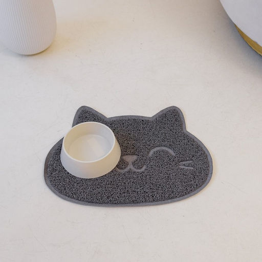 Коврик универсальный под миску и лоток Мордочка, 30х40 см, серый - Пушистое счастье фото 4