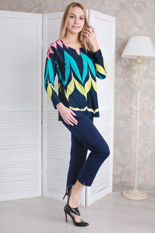 Джемпер женский из милано Юстина синий - Амадэль фото 9