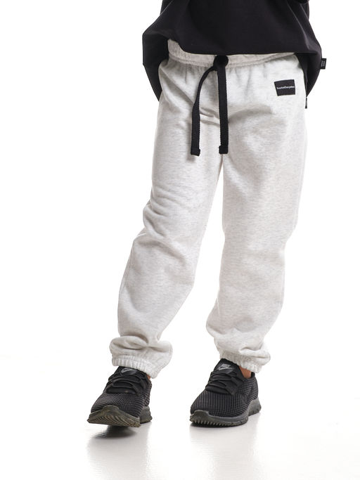 Спортивные штаны на резинке 22-6008 св.серый меланж - Mini maxi фото 3