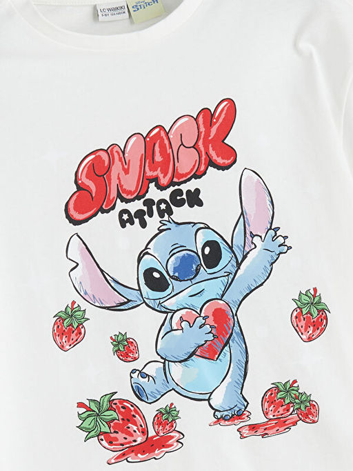 Bisiklet Yaka Stitch Bask?l? K?z ?ocuk Ti??rt