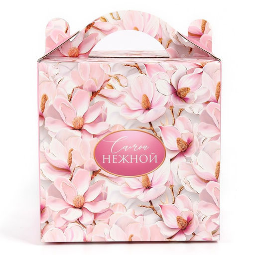 Цена за 5 шт. Коробка кондитерская с окном, сундук, Самой нежной, 20?20?20 см