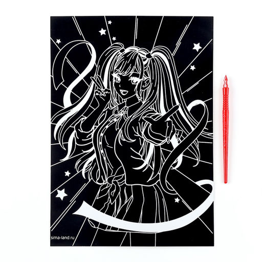 Гравюра Девочка аниме с эффектом голография, А4 - Школа талантов фото 7