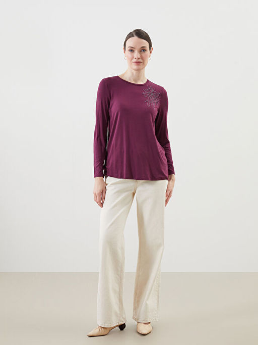 Bisiklet Yaka Ta?l? Kad?n Bluz