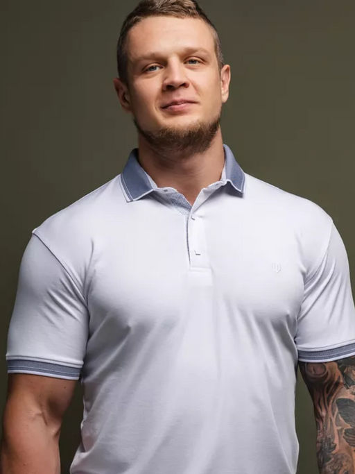 FIBAK Футболка поло мужская   Белый  M-8003 - Relay фото 5