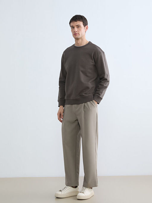 Bisiklet Yaka Erkek Kal?n Sweatshirt