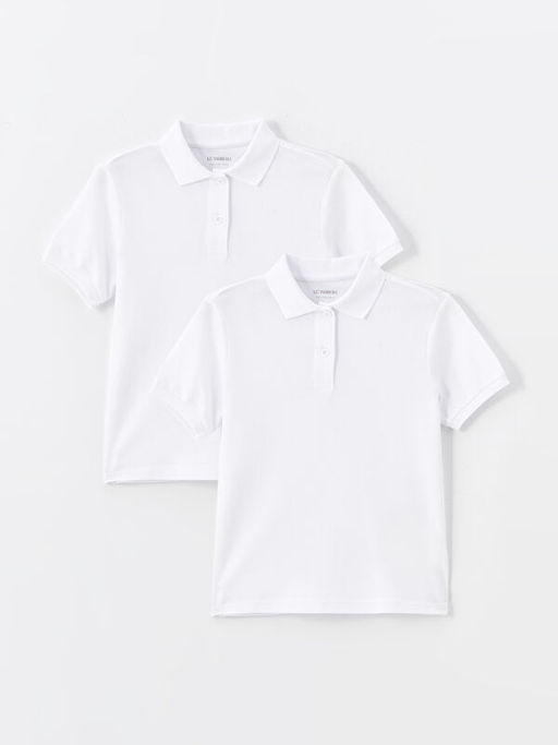 Polo Yaka Basic K?sa Kollu K?z ?ocuk Ti??rt 2li