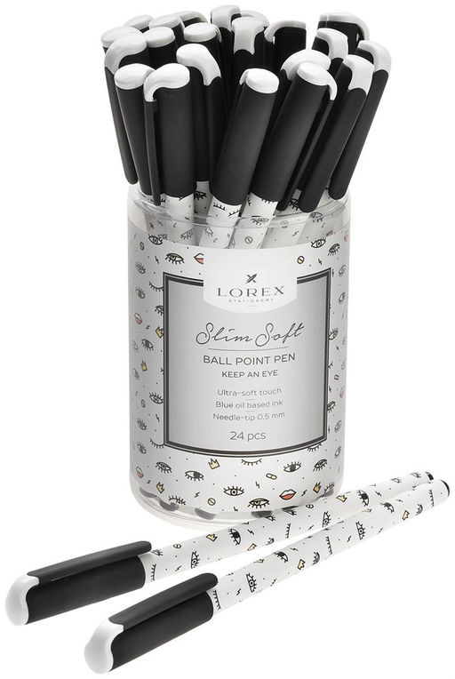 Ручка шар. LOREX "Keep An Eye" (LXOPSS-KE1, 220963) на масляной основе, синяя 0.5мм, прорезин. корпус, игольчатый стержень