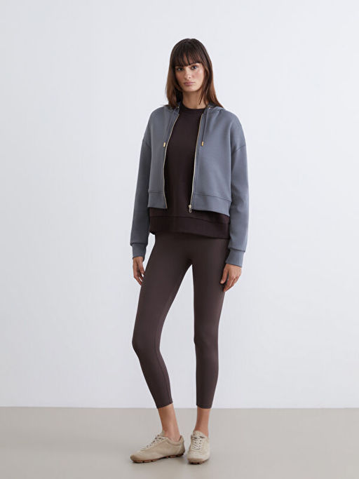 Kap??onlu Kad?n Fermuarl? Sweatshirt