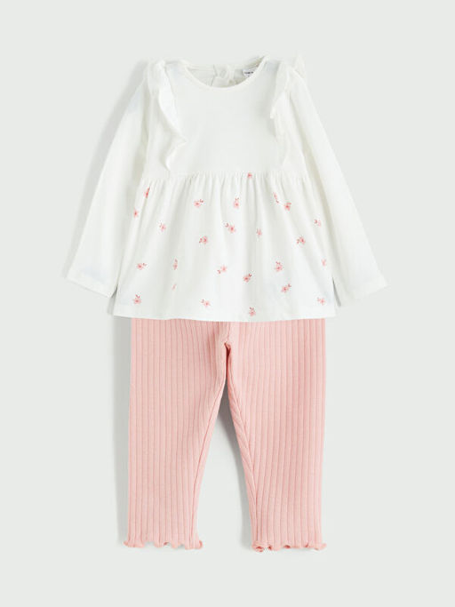 ?i?ekli K?z Bebek Bluz ve Tayt