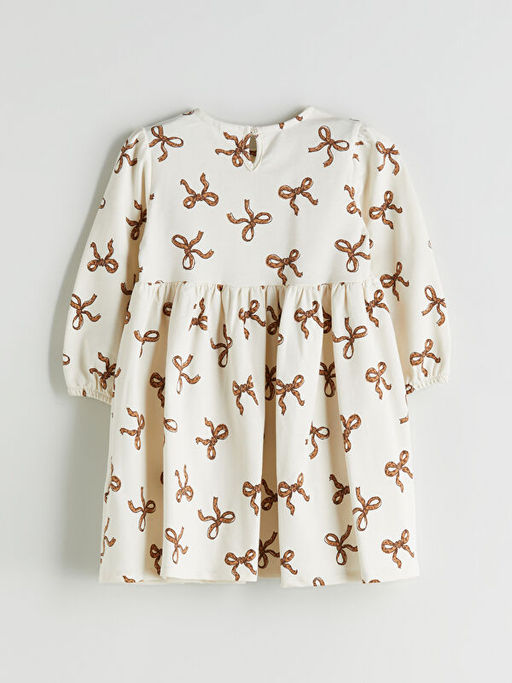 Fiyonk Bask?l? K?z ?ocuk Elbise