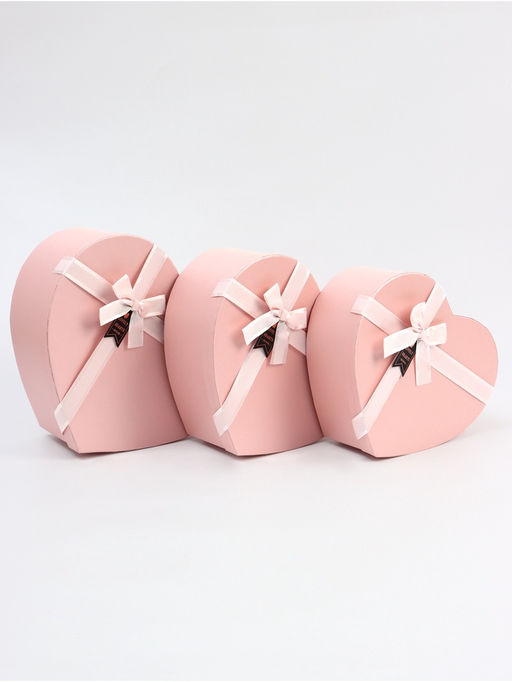 Набор подарочных коробок сердце 3 в 1, нежно-розовый, 31?27?13.3; 28?25?11.7; 26?23?10.3 см