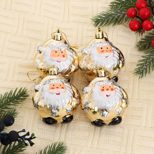 Ёлочные игрушки 4 шт. Дед Мороз - толстячок, 66.5 см, золотистый