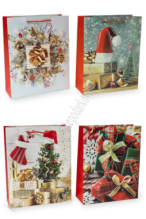 Пакет Новогодний 26*32*10 см (12 шт) SF-7569, микс №2