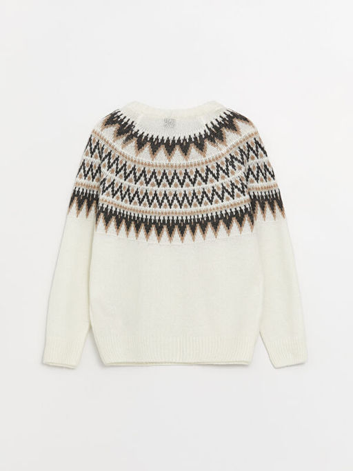 Bisiklet Yaka Desenli Uzun Kollu Erkek ?ocuk Triko Kazak - Waikiki фото 2